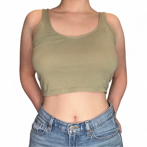 Free People Olive Crop Top - Picture 1 of 5